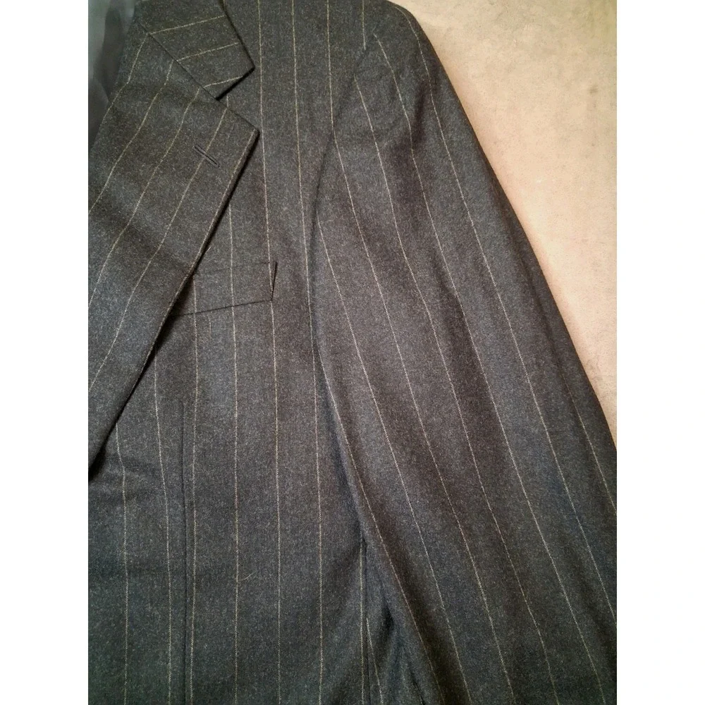 Hilton Wool Mens Gray Stripe Blazer Jacket Size 42 Formal Workwear Office
